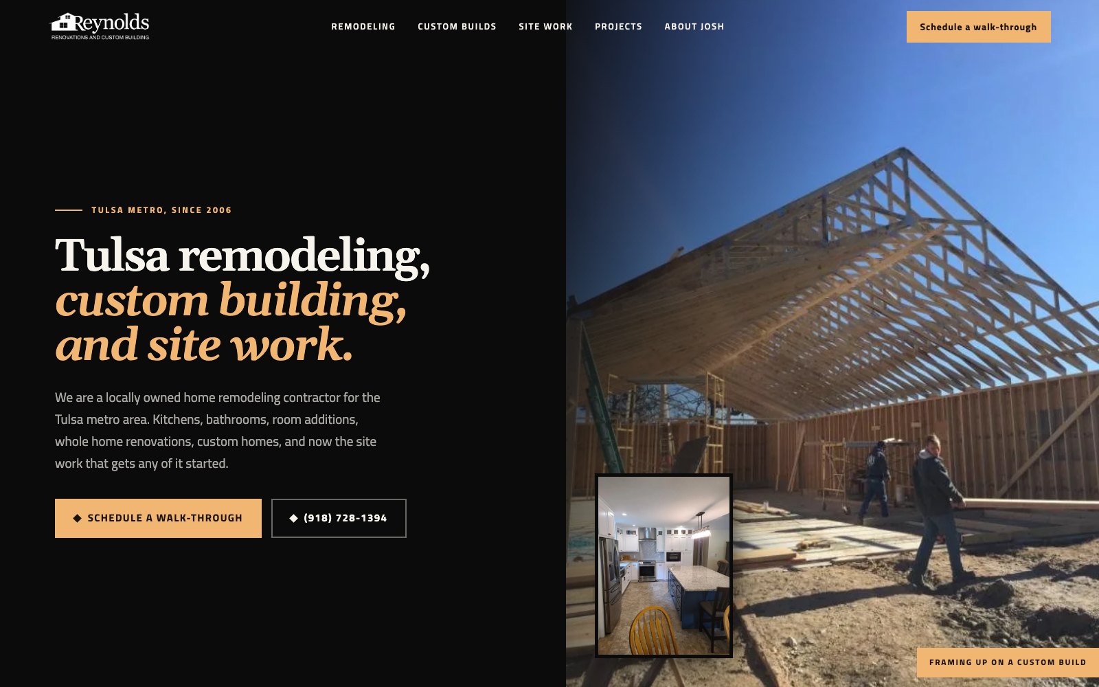 The new Reynolds Renovations and Custom Building homepage concept