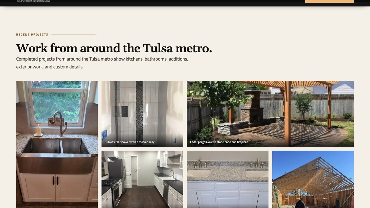 The recent projects gallery on the new homepage